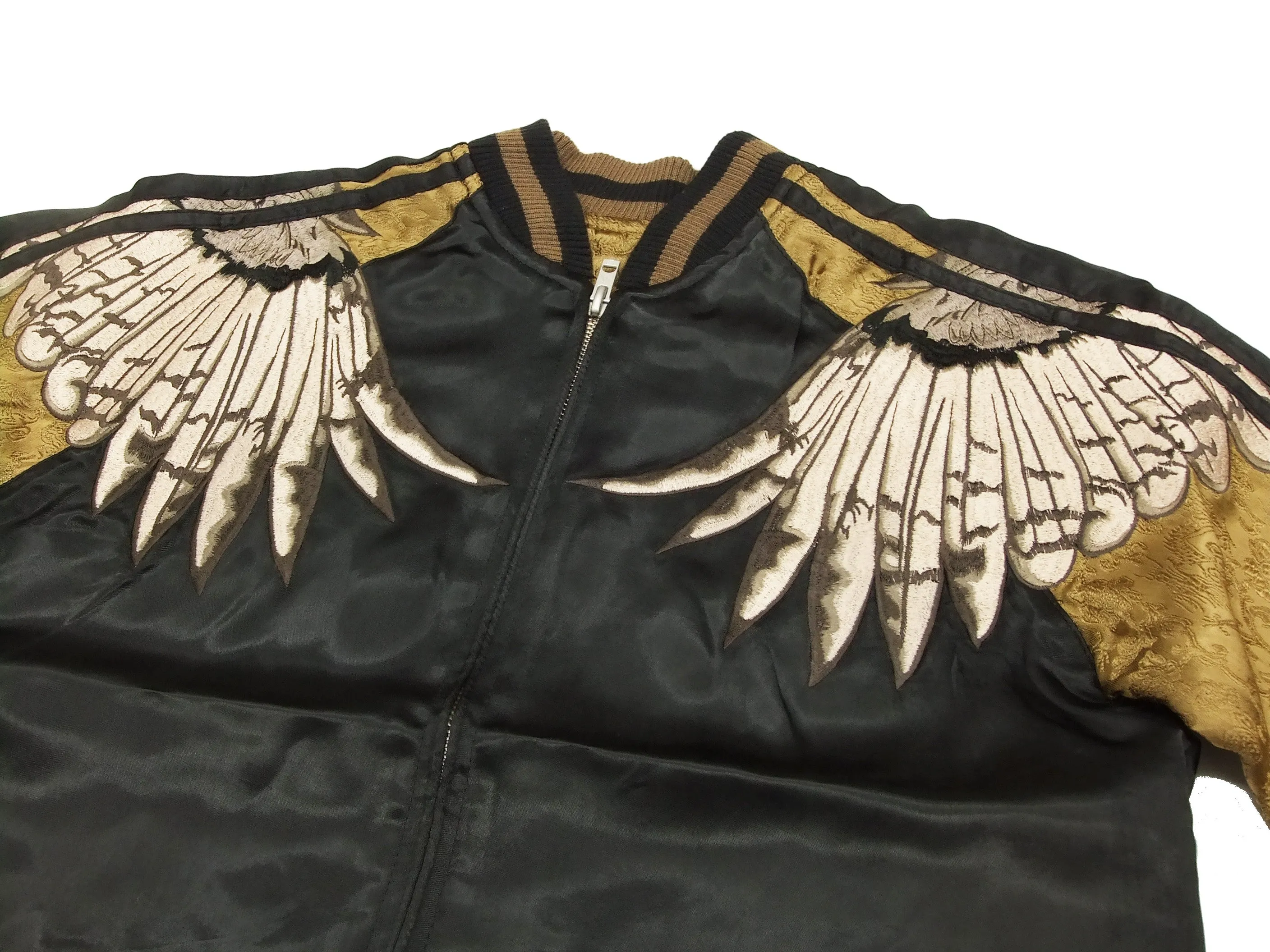 Hanatabi Gakudan Men's Japanese Souvenir Jacket Japanese Owl Sukajan Script SSJ-009