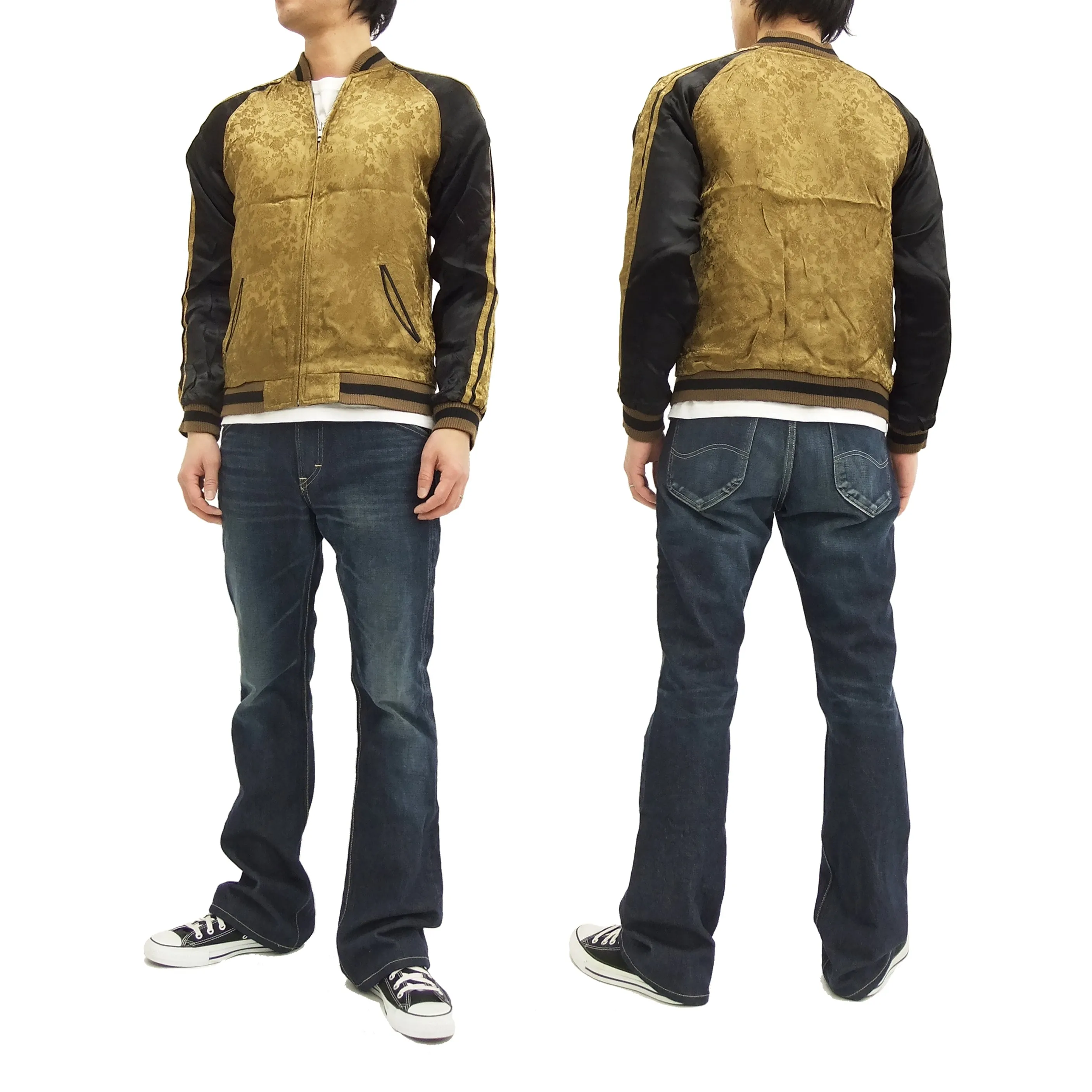 Hanatabi Gakudan Men's Japanese Souvenir Jacket Japanese Owl Sukajan Script SSJ-009