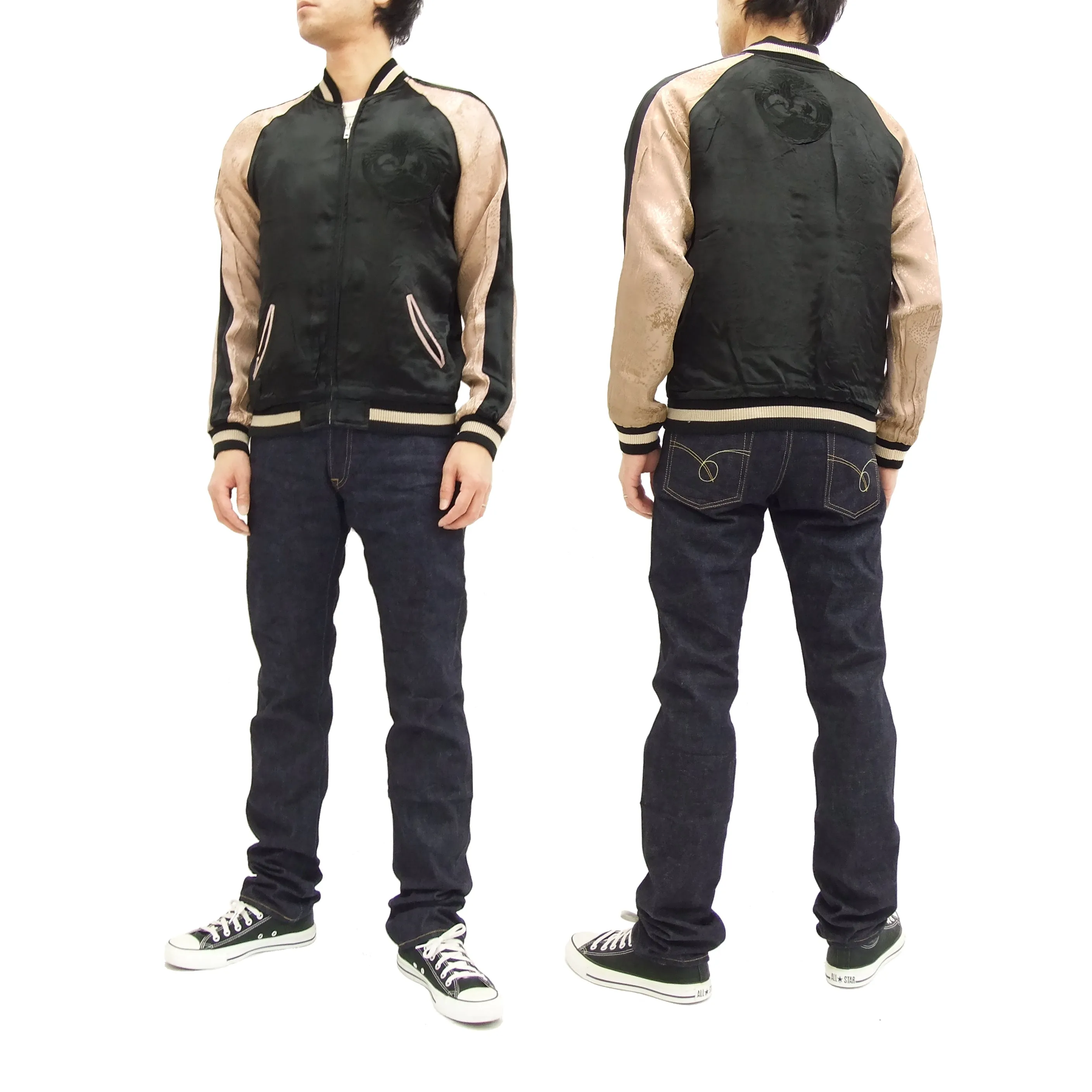 Hanatabi Gakudan Men's Japanese Souvenir Jacket Maiko Sukajan Script SSJ-007