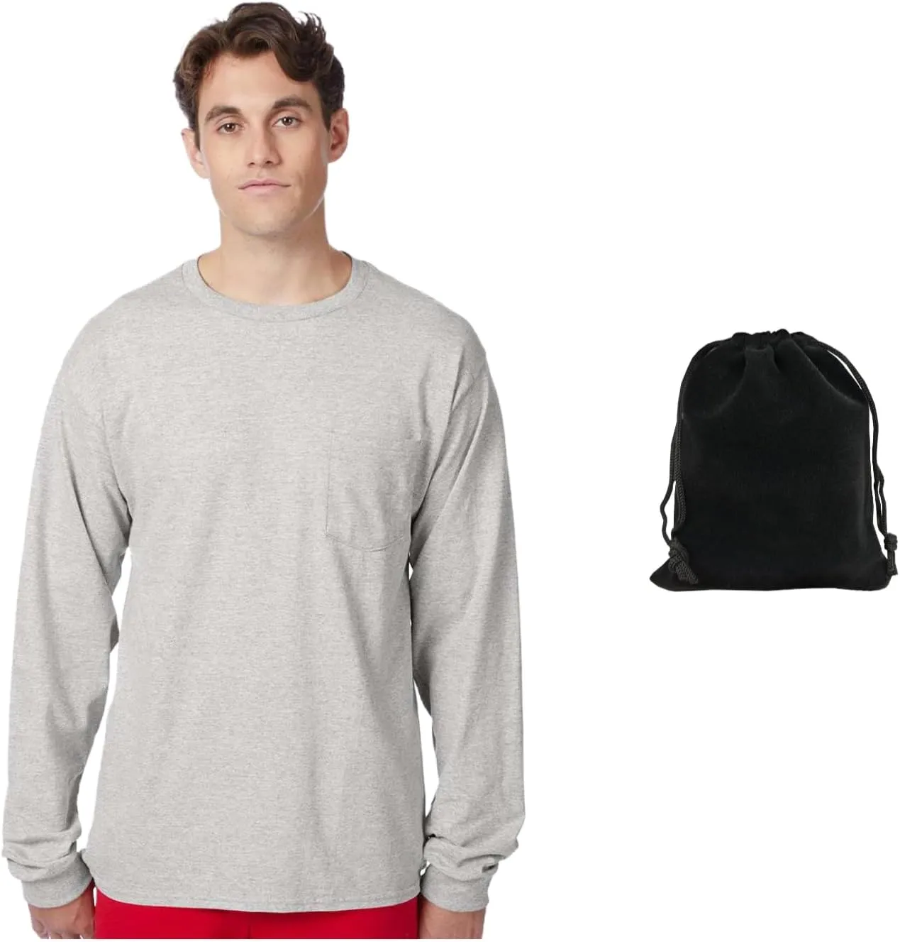 Hanes Men's Long Sleeve T-Shirt, 100% Cotton, Tagless Comfort, Classic Fit, Breathable, Soft Crewneck