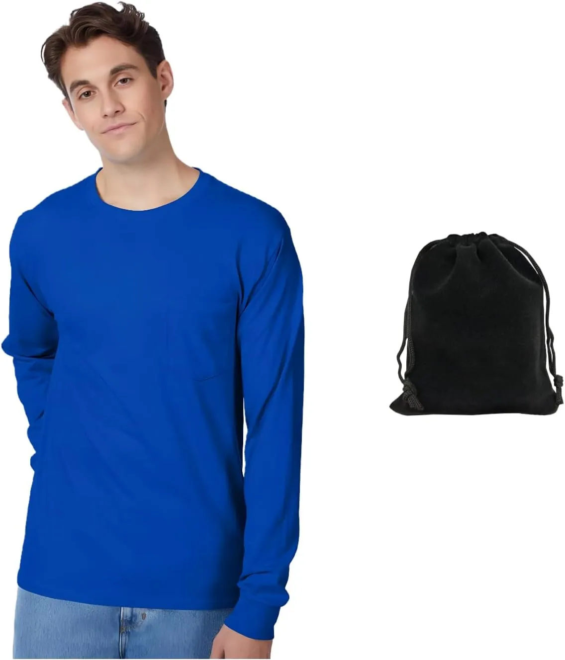 Hanes Men's Long Sleeve T-Shirt, 100% Cotton, Tagless Comfort, Classic Fit, Breathable, Soft Crewneck