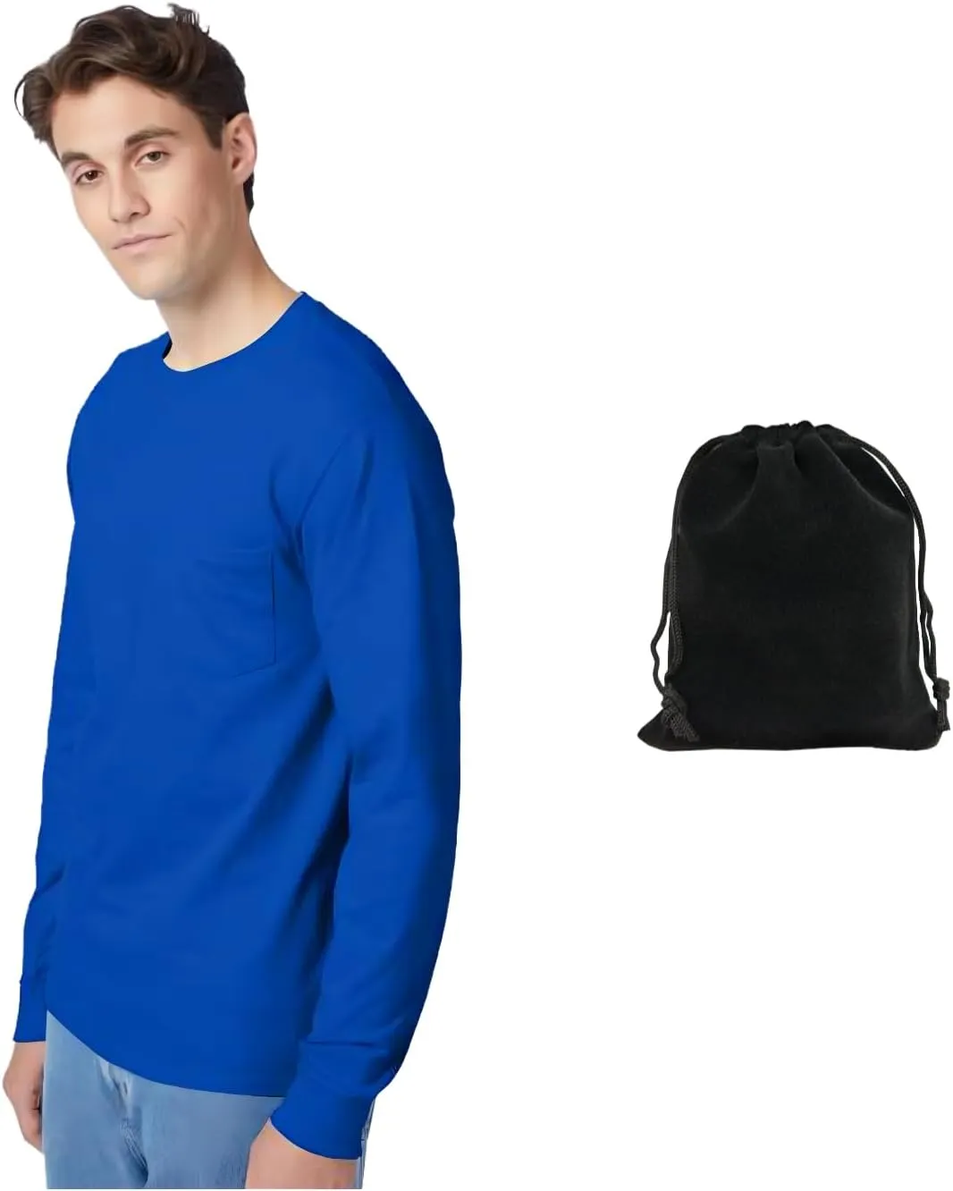 Hanes Men's Long Sleeve T-Shirt, 100% Cotton, Tagless Comfort, Classic Fit, Breathable, Soft Crewneck