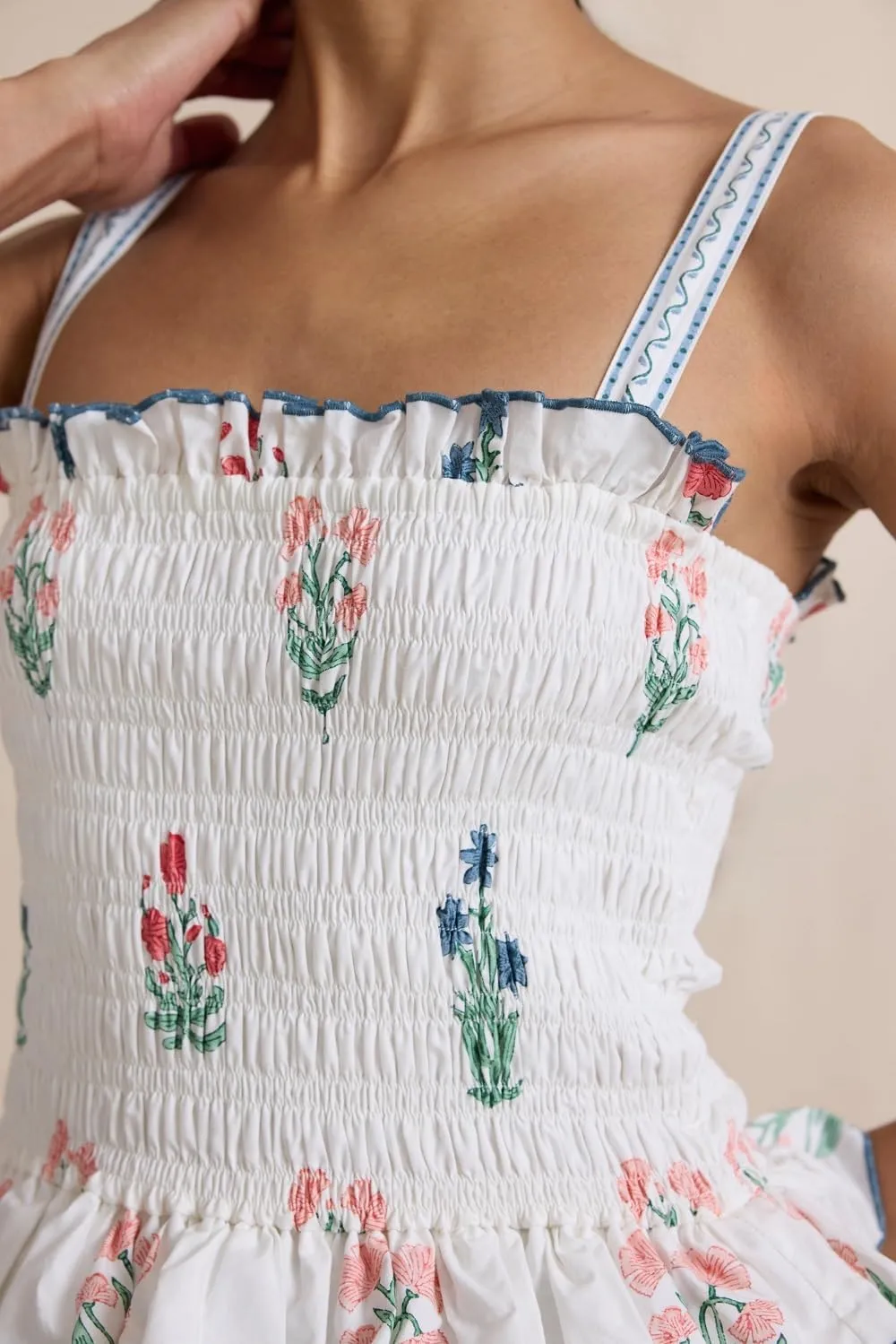 Juakoso Women Boho Tie Shoulder Floral Dress Y2k Sleeveless Smocked Ruffle Maxi Dress Backless Flowy Long Dress Outfits