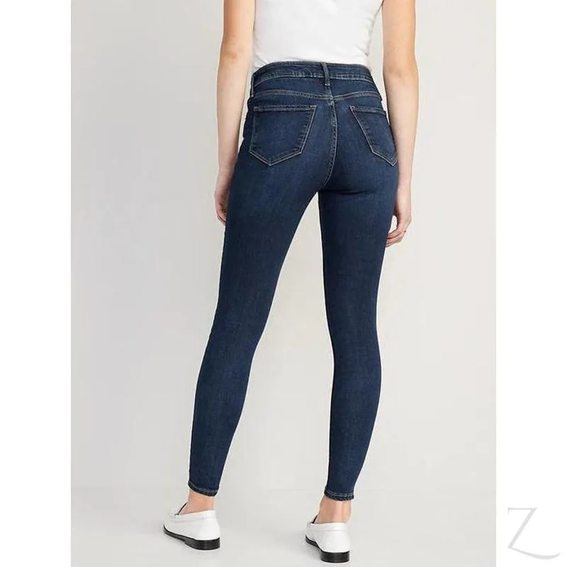 Ladies High Rise Super Skinny Super Strong Stretchy Denim Jeans | Plain | "Samina"