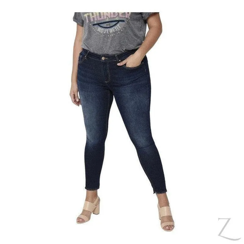 Ladies Super Stretchy Super Skinny Raw Hem Denim Jeans | Plus Sizes | "Phela"