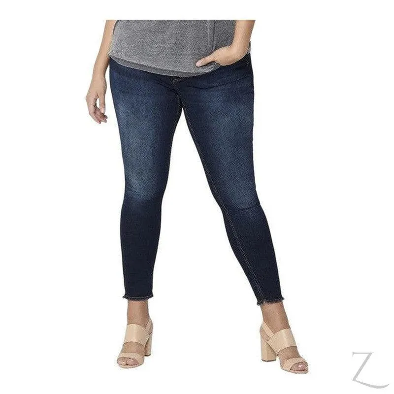 Ladies Super Stretchy Super Skinny Raw Hem Denim Jeans | Plus Sizes | "Phela"