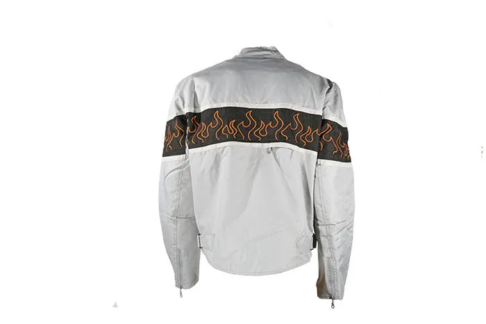 Light Textile Motorcycle Jacket w/ Flames Design - Mens