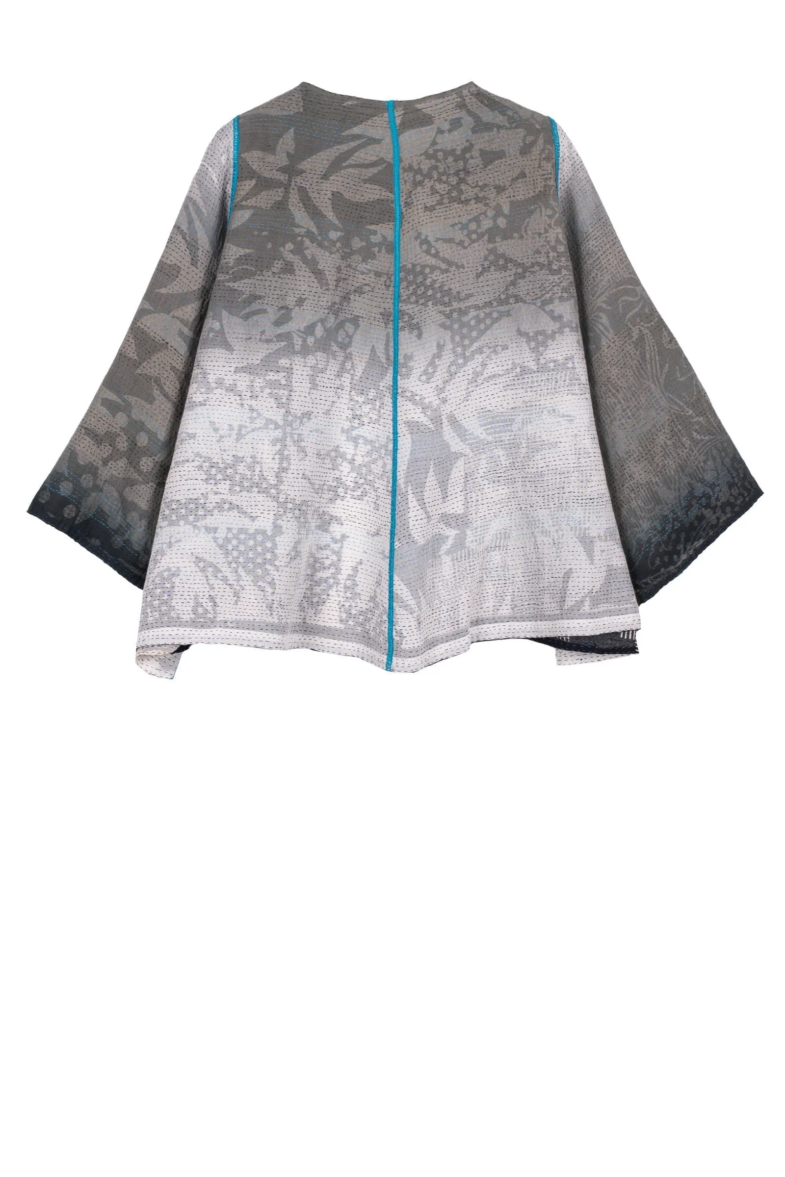 MONOTONE TWILIGHT PRINT KANTHA BELL SHAPE JKT - tp2048-blk -