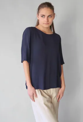 NAVY BREEZY BLOUSE