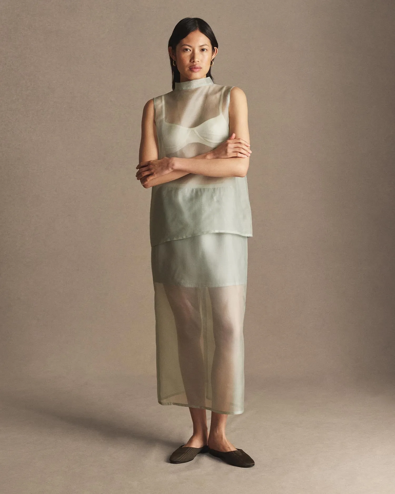 Organza Devon Skirt - Dusty Green