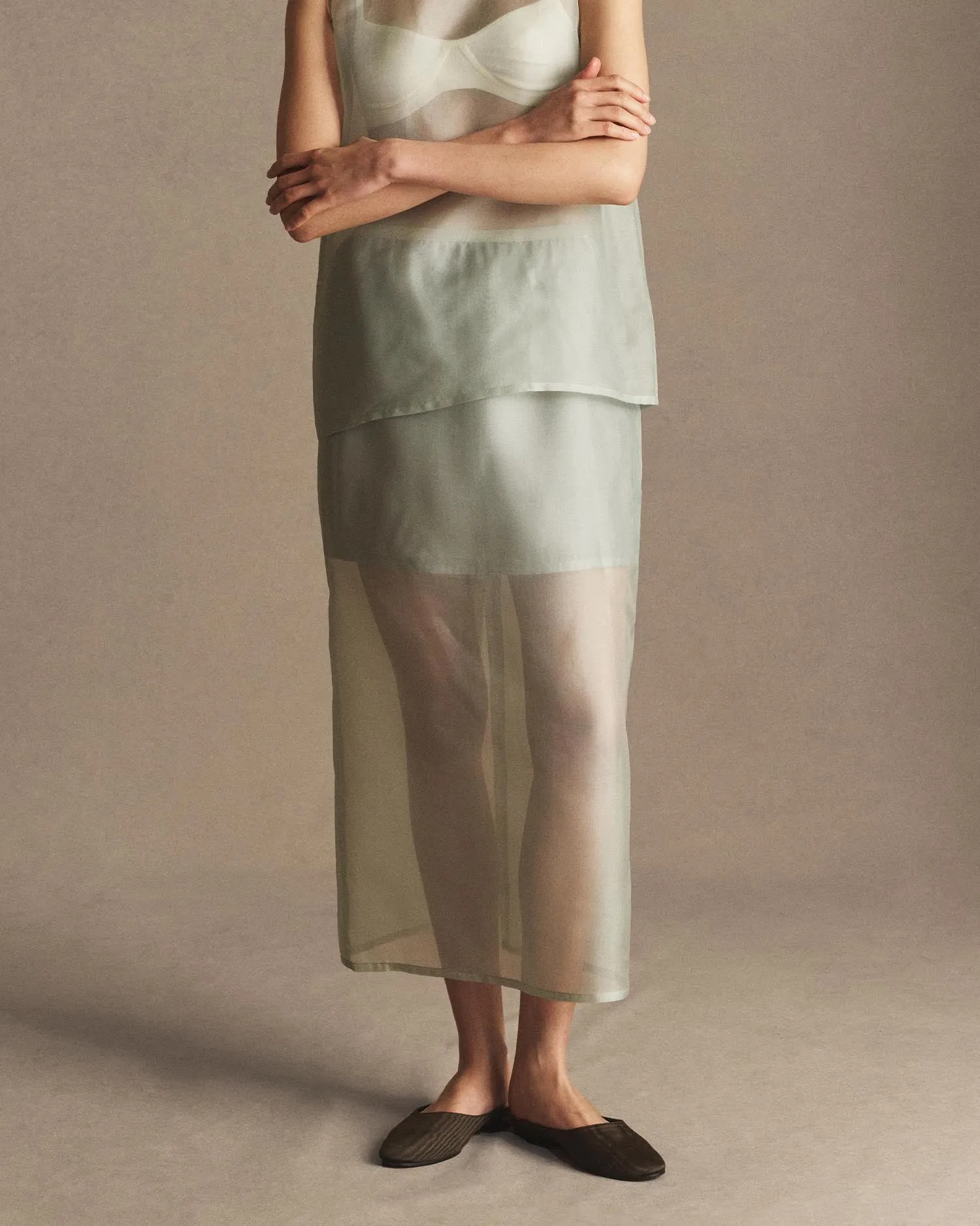 Organza Devon Skirt - Dusty Green