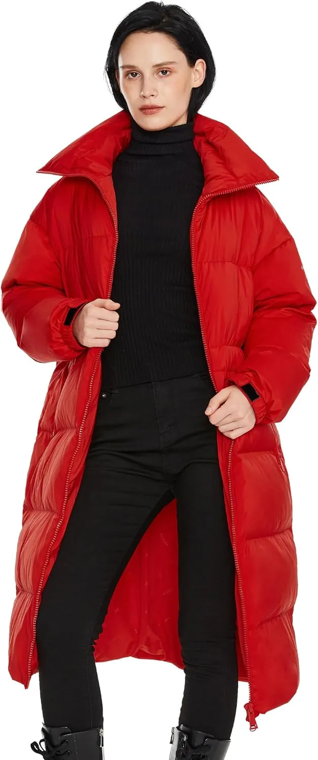 Orolay Women's Long Down Jacket Stylish Puffer Jacket Warm Winter Coat with Belt