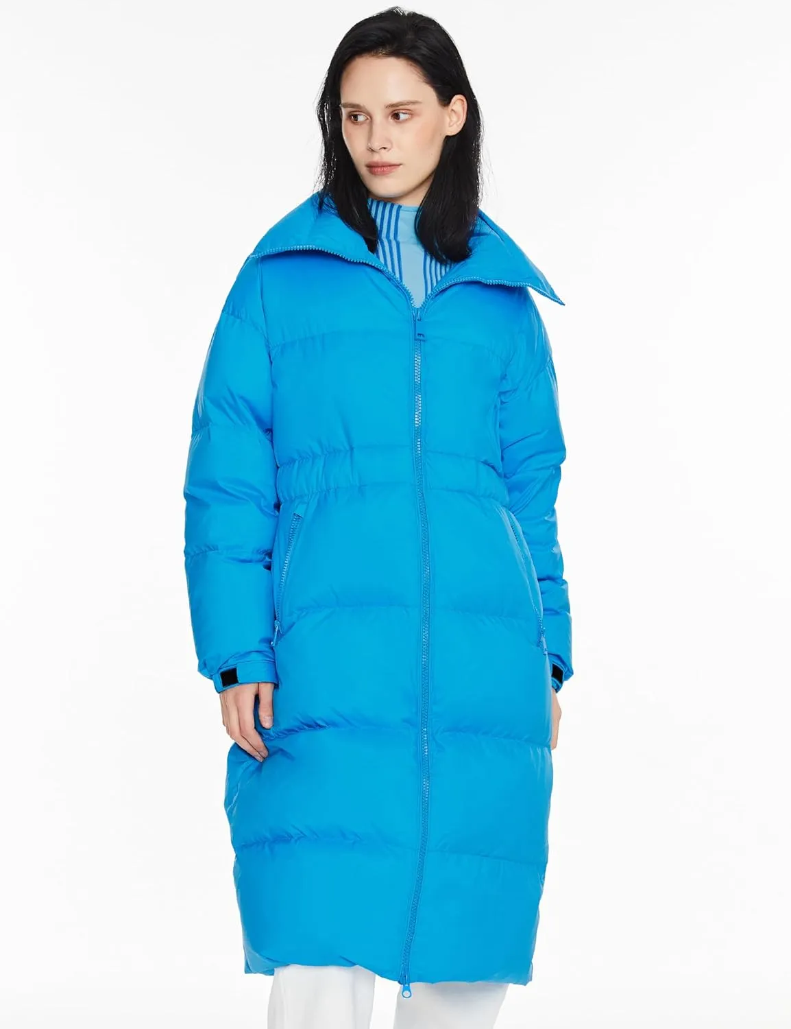 Orolay Women's Long Down Jacket Stylish Puffer Jacket Warm Winter Coat with Belt