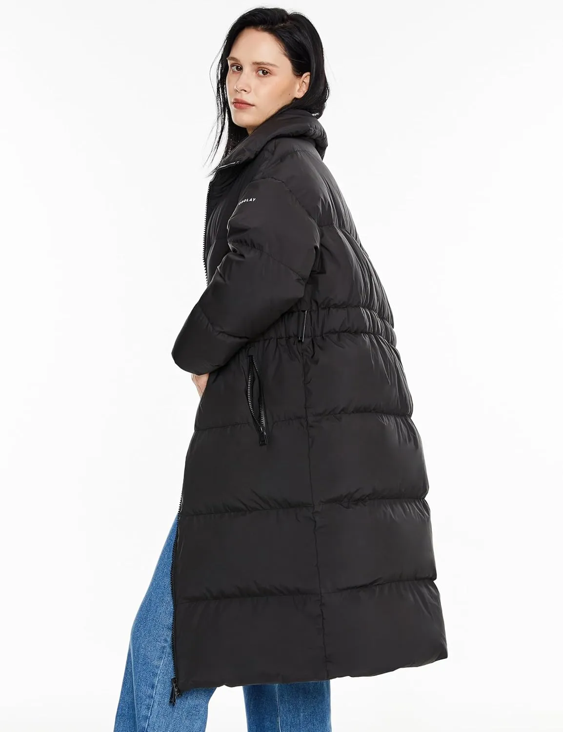 Orolay Women's Long Down Jacket Stylish Puffer Jacket Warm Winter Coat with Belt