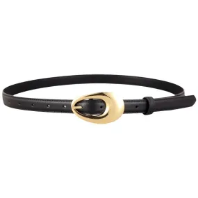Oval Shaped Gold Buckle Black Belts JLTHB0238