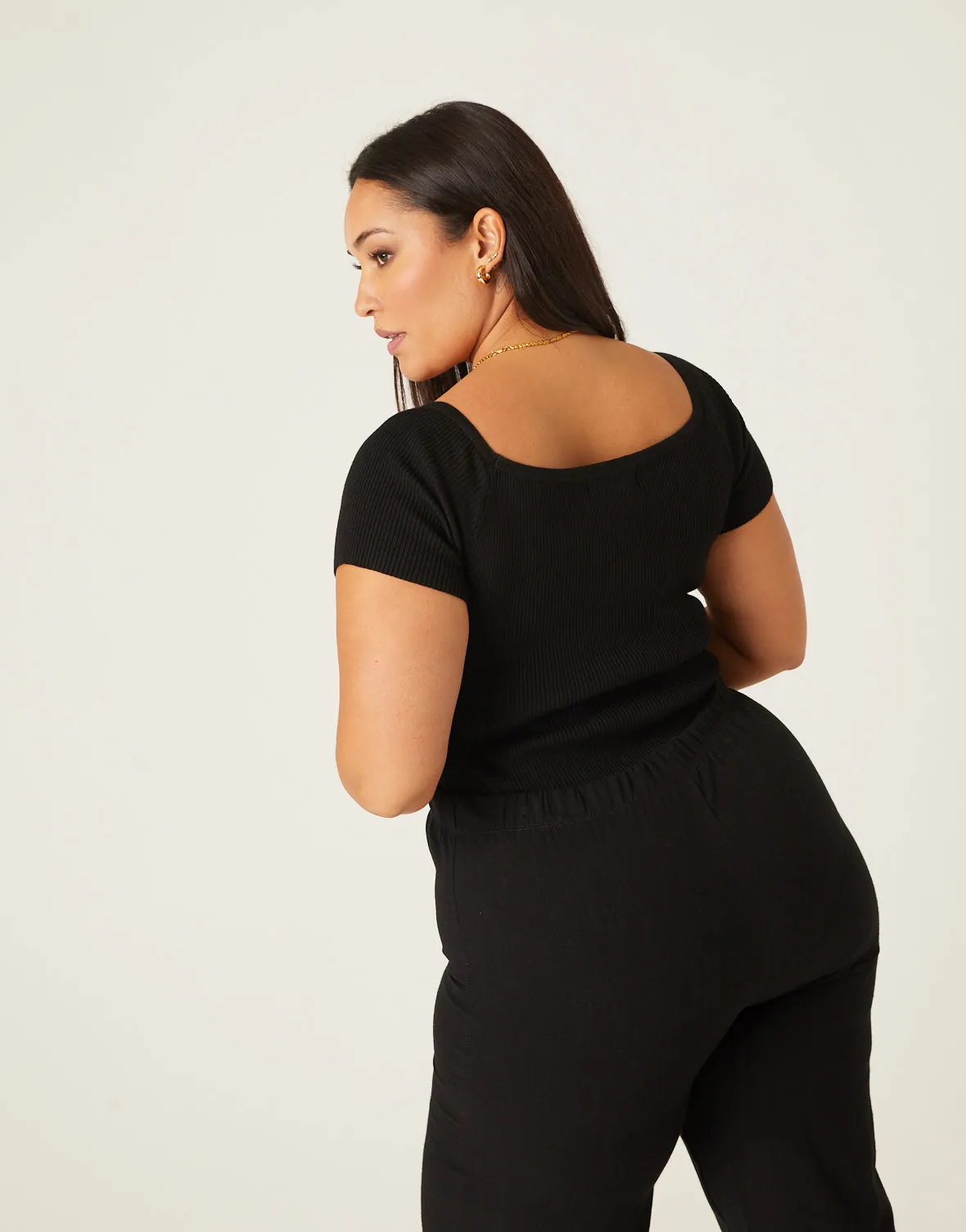 Plus Size Ribbed Snap Bodysuit