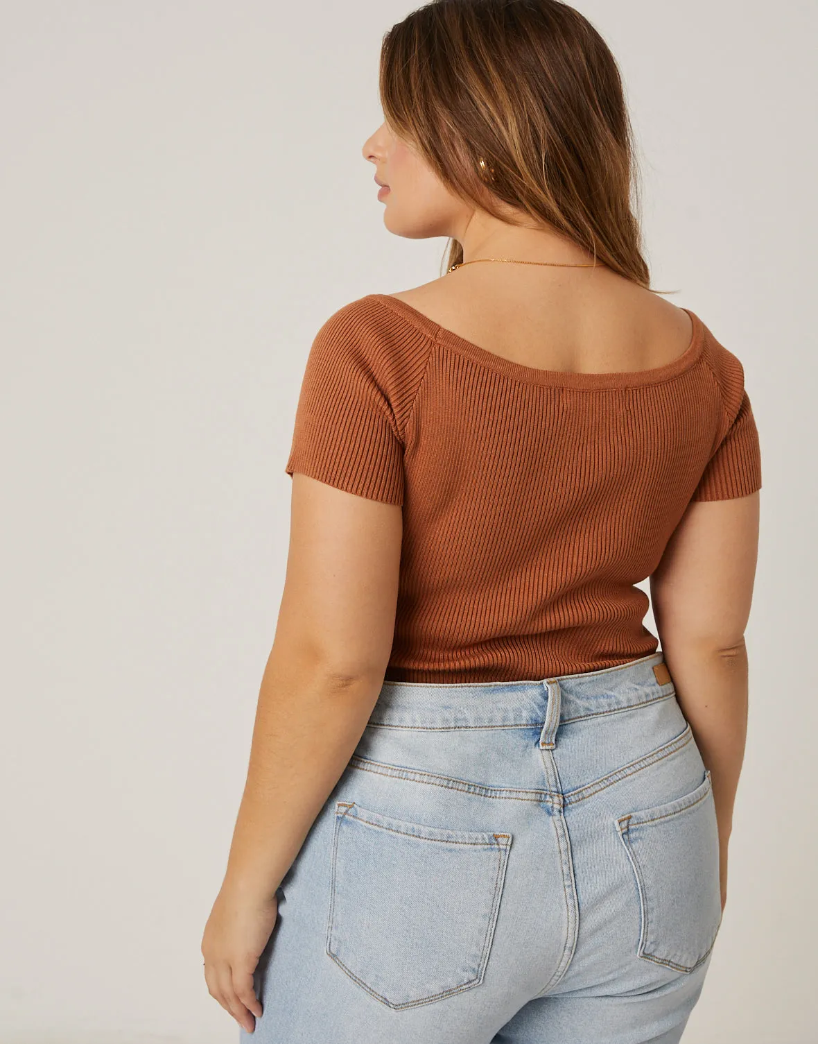 Plus Size Ribbed Snap Bodysuit