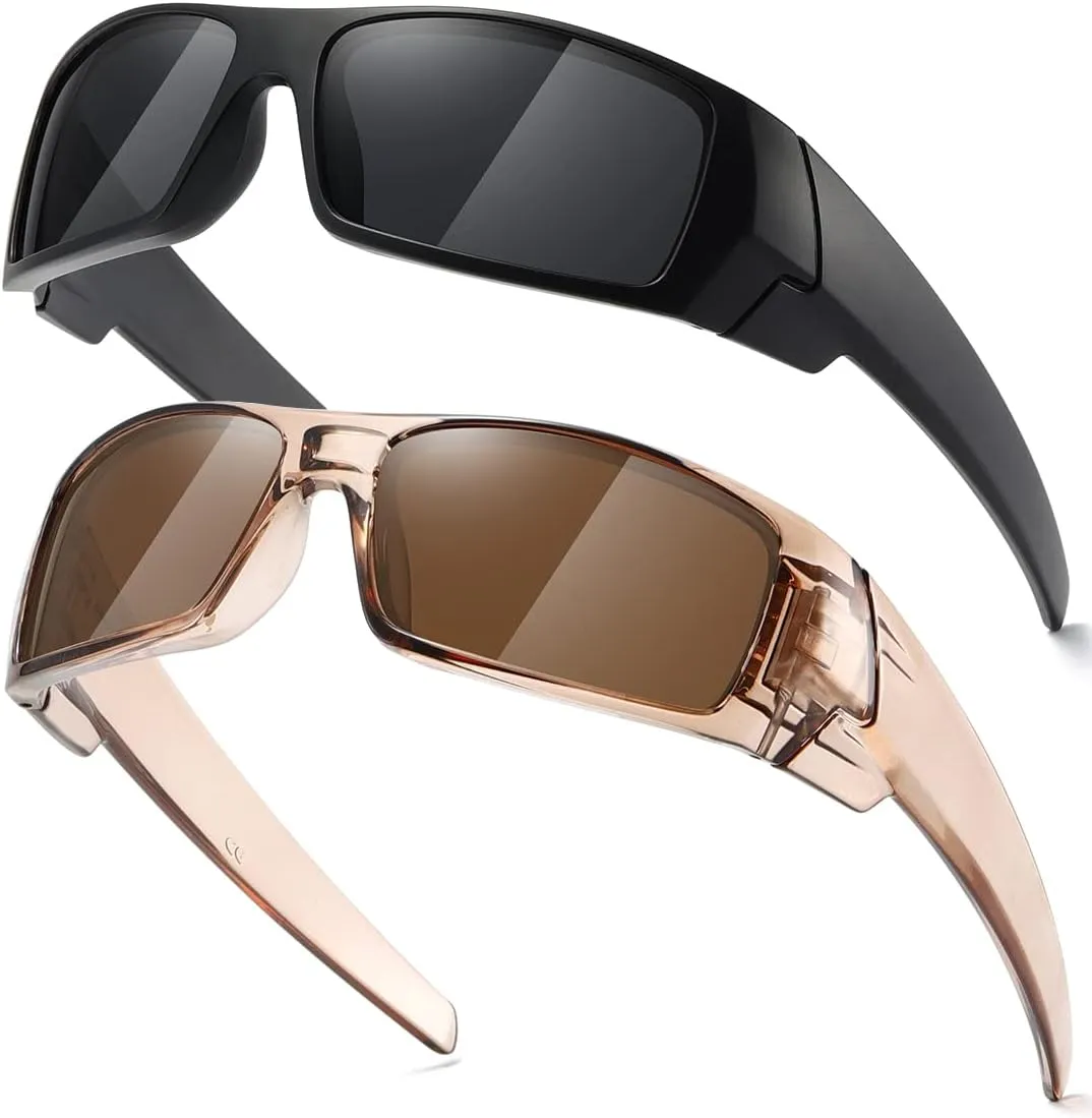 Polarized Sunglasses Men Womens Trendy Retro Sports Rectangular Wrap Around Vintage Shot Shield