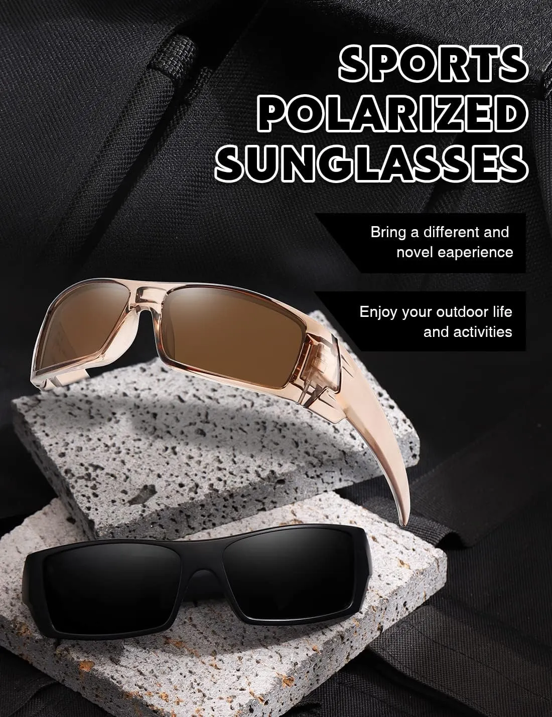 Polarized Sunglasses Men Womens Trendy Retro Sports Rectangular Wrap Around Vintage Shot Shield