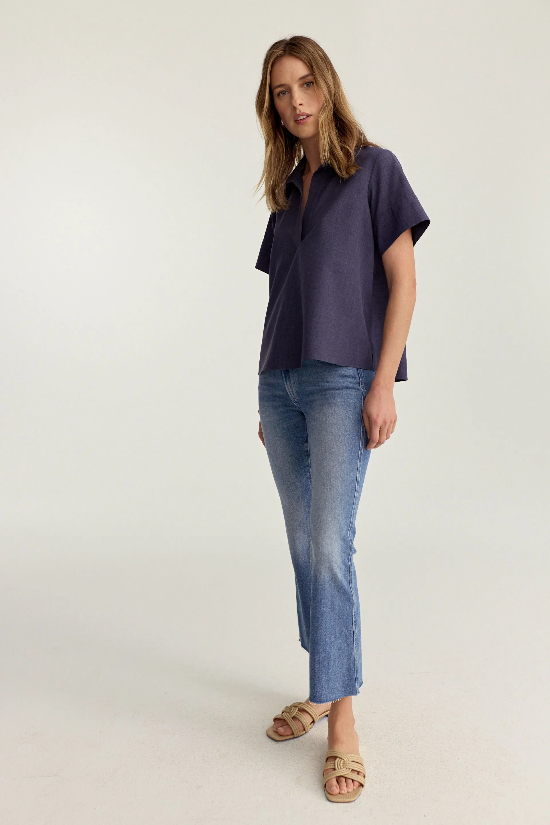 Prado Blouse Navy Poplin