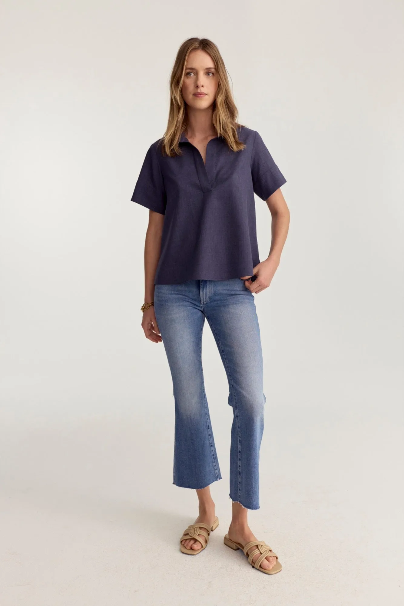 Prado Blouse Navy Poplin