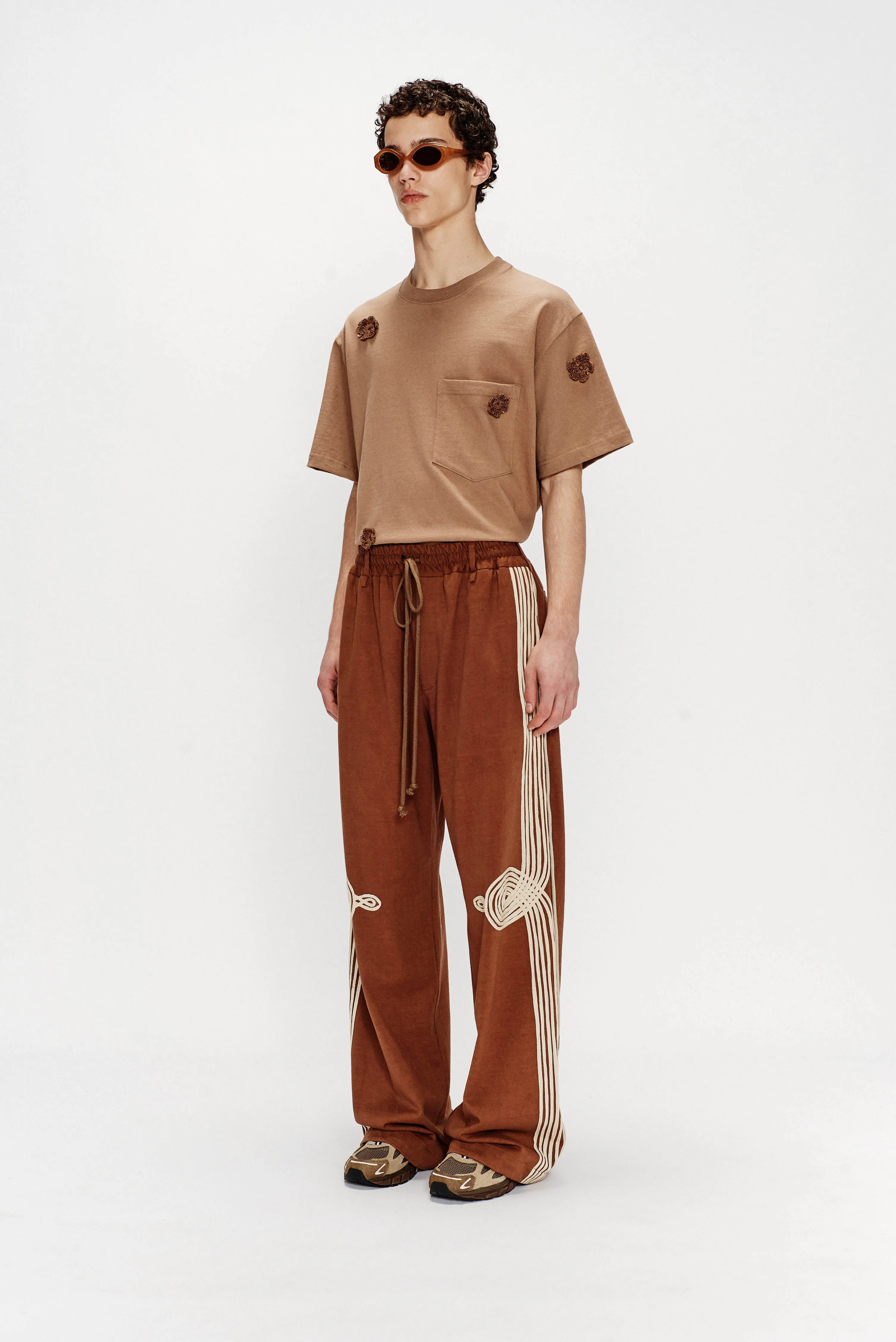 "Appliqué" Relaxed Lounge Pant - Soft Roots Jersey (Brown)