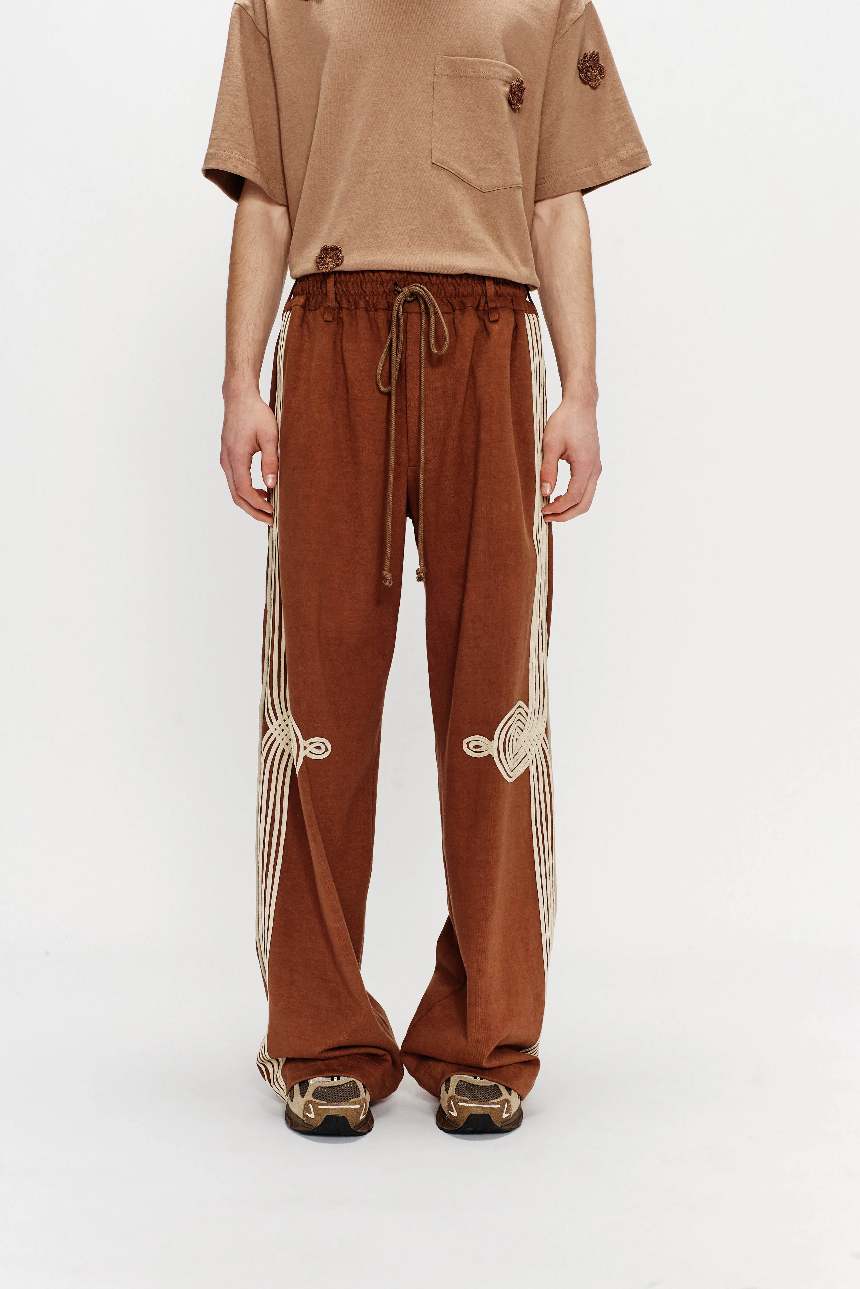 "Appliqué" Relaxed Lounge Pant - Soft Roots Jersey (Brown)