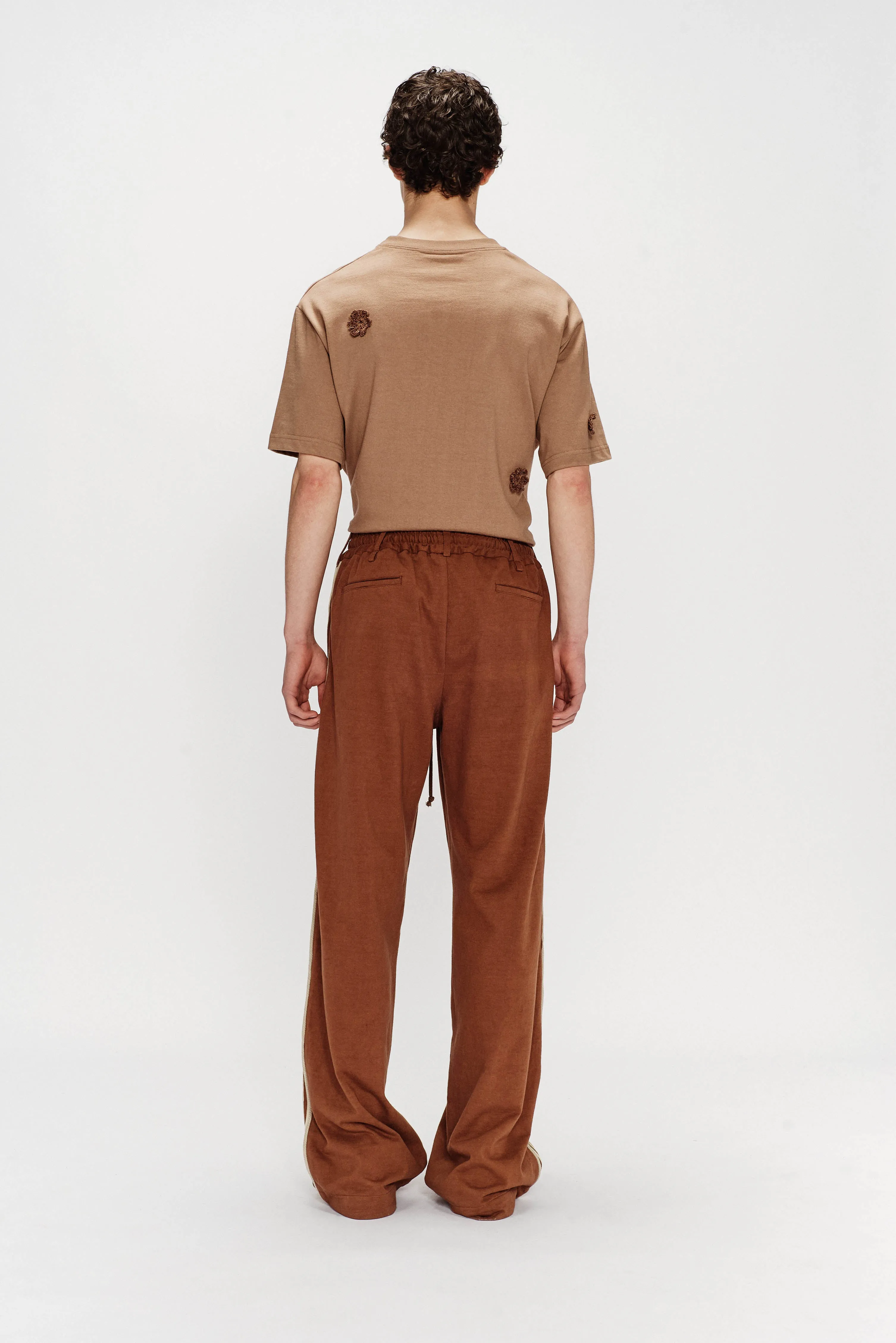 "Appliqué" Relaxed Lounge Pant - Soft Roots Jersey (Brown)
