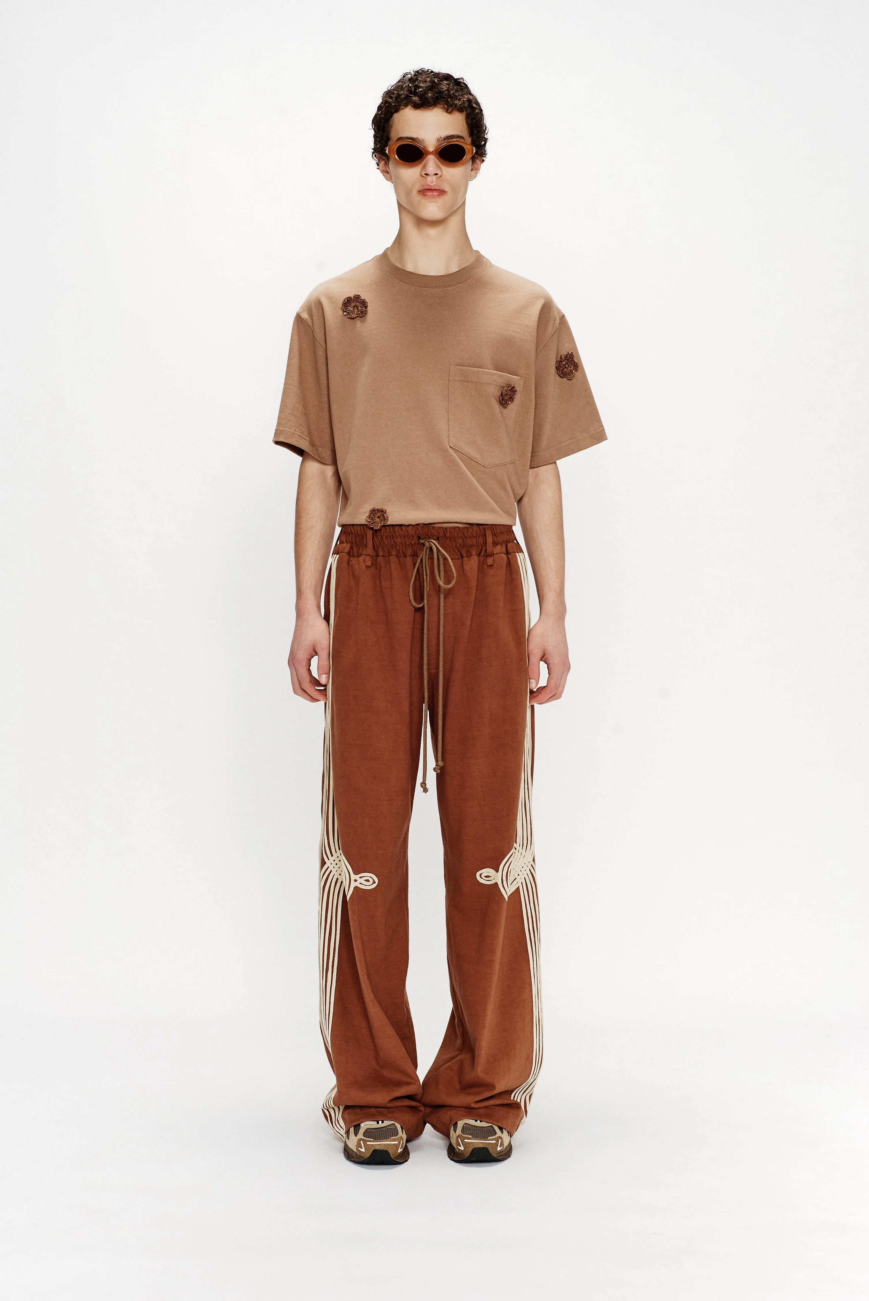 "Appliqué" Relaxed Lounge Pant - Soft Roots Jersey (Brown)