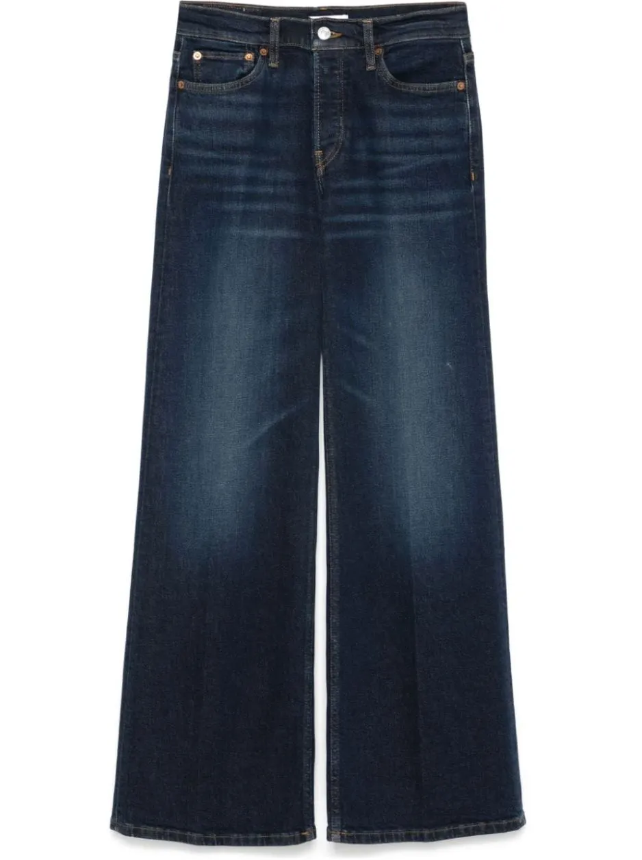 Re/Done Mid Rise Wide Leg Crop in Barely Worn