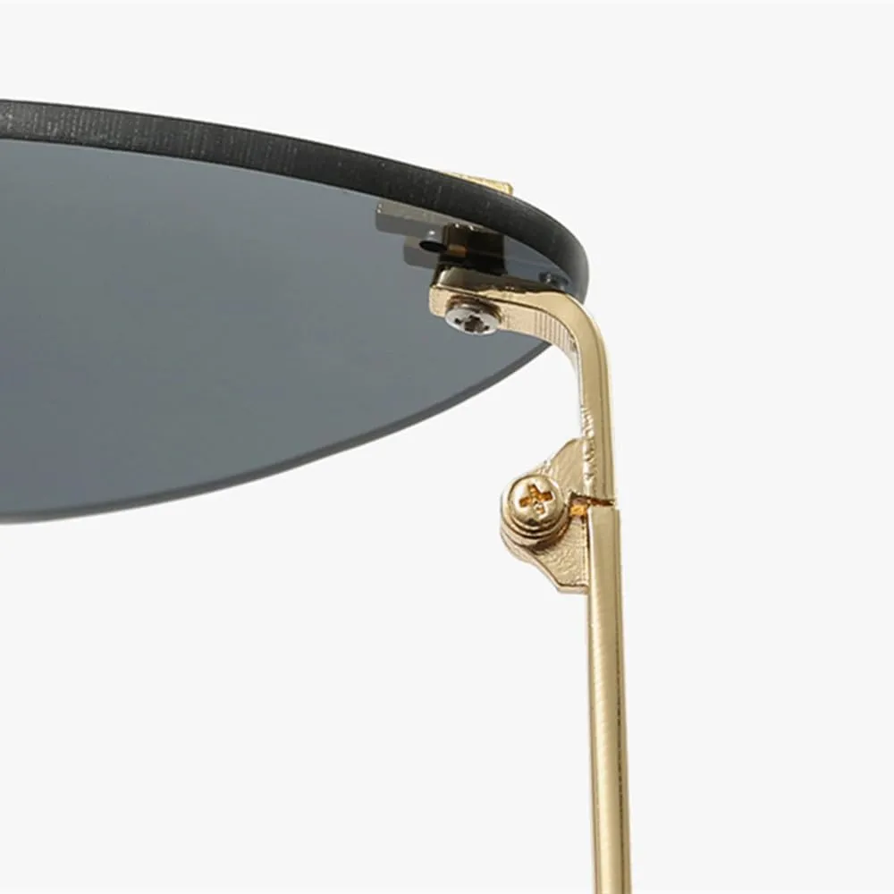Rimless Cat Eye Sunglasses Women Vintage Ocean Lenses Shades Trendy Stylish Luxury Gradient Sun Glasses