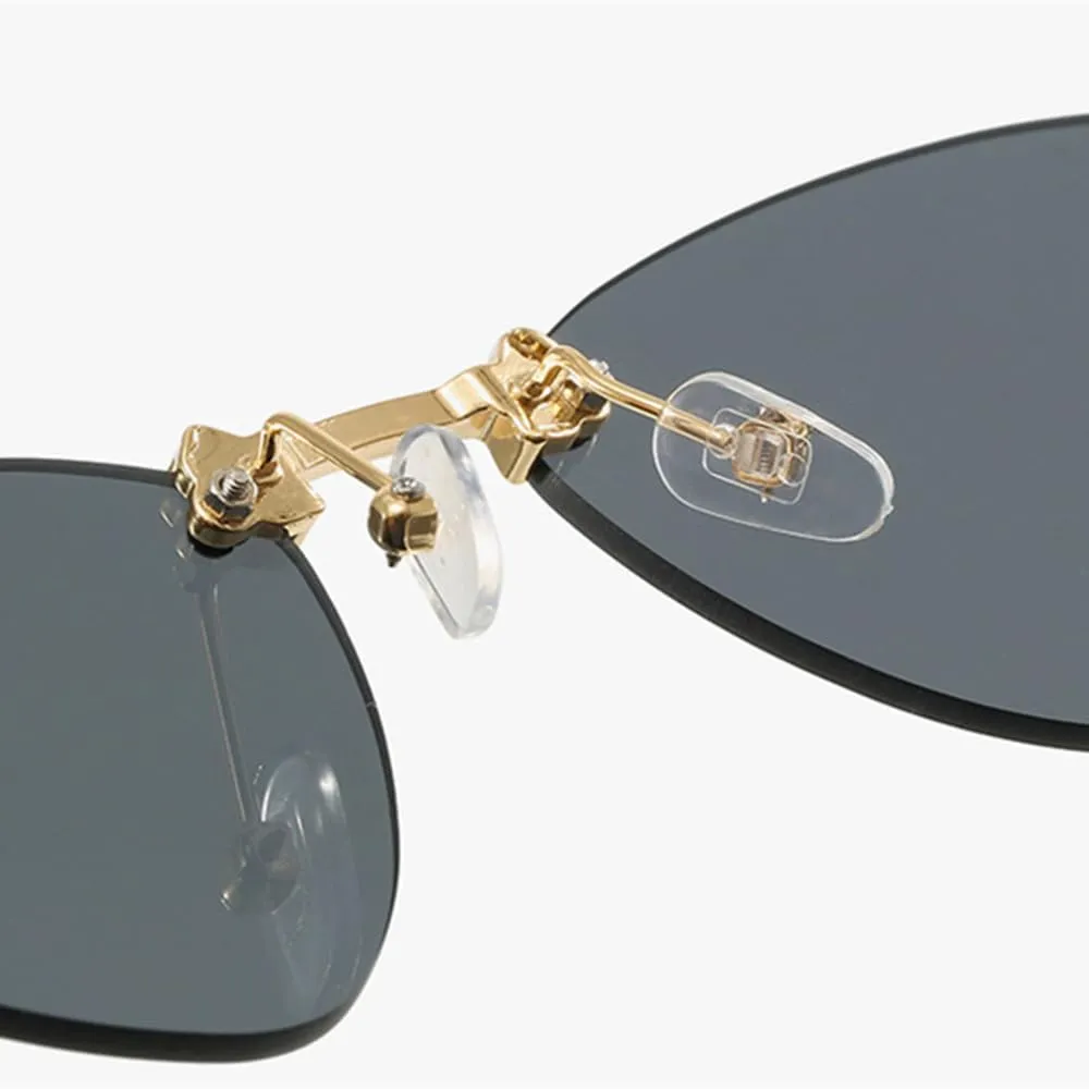 Rimless Cat Eye Sunglasses Women Vintage Ocean Lenses Shades Trendy Stylish Luxury Gradient Sun Glasses