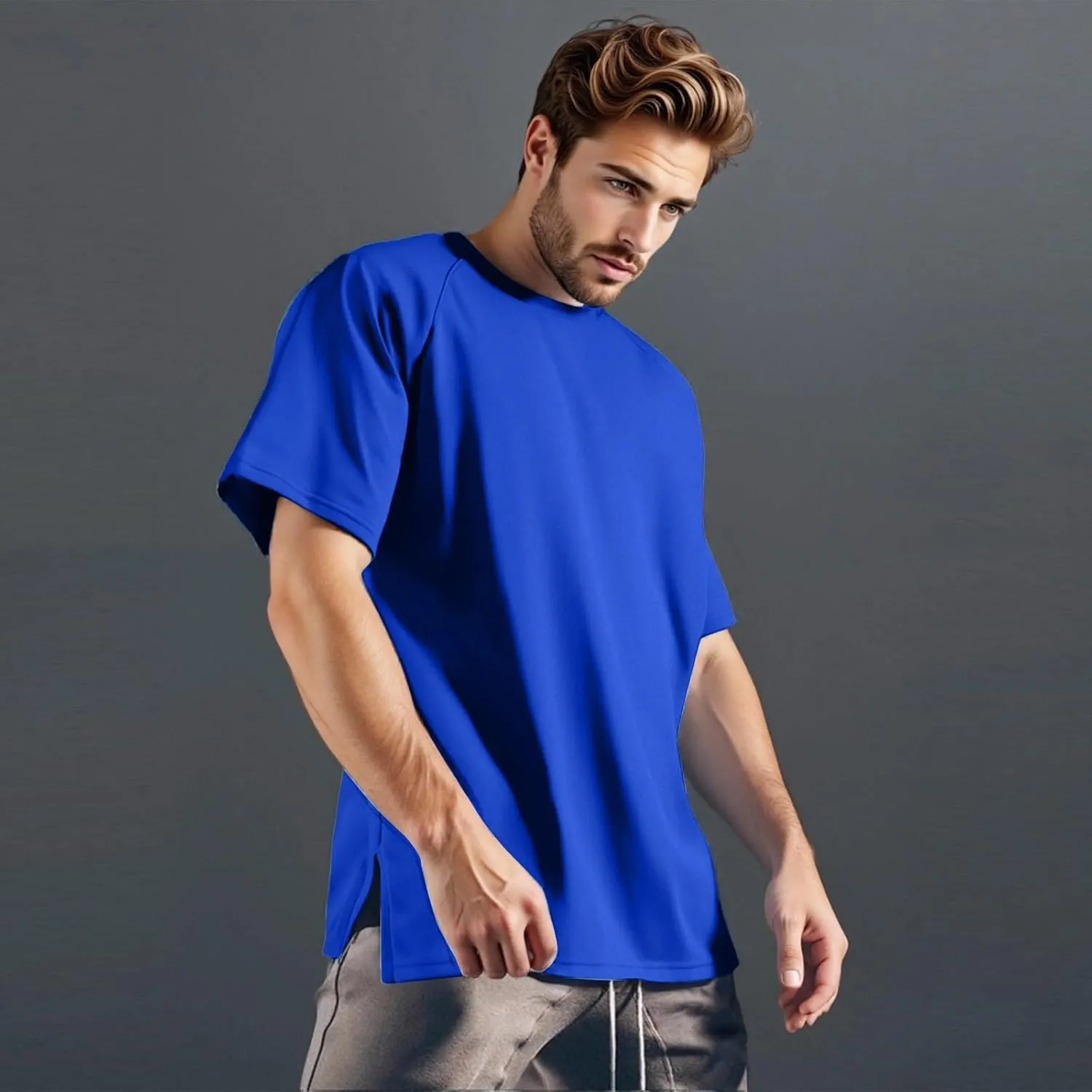 Round Neck Pullovers for Men Quick Dry Lightweight Breathable Summer Crewneck Workout Gym Shirt Sports Tops