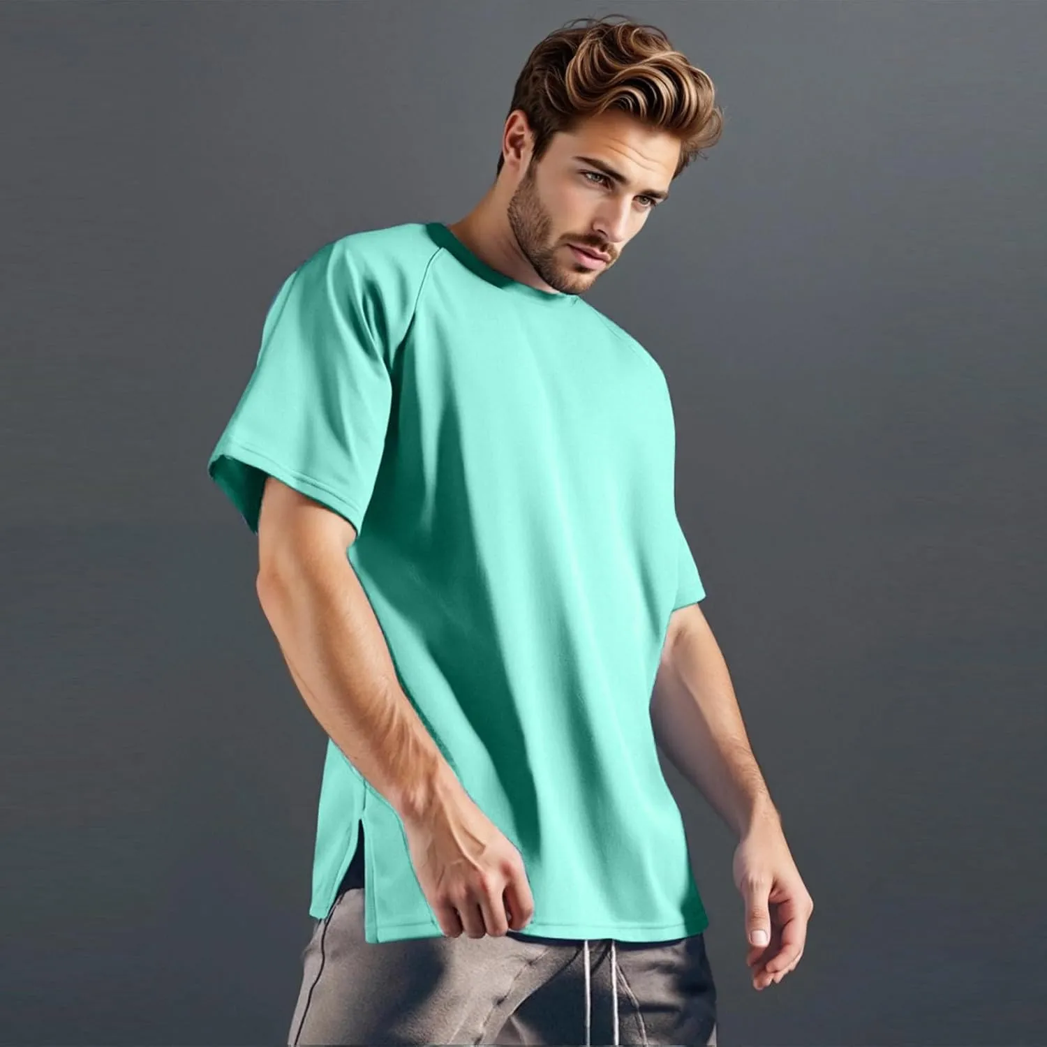 Round Neck Pullovers for Men Quick Dry Lightweight Breathable Summer Crewneck Workout Gym Shirt Sports Tops