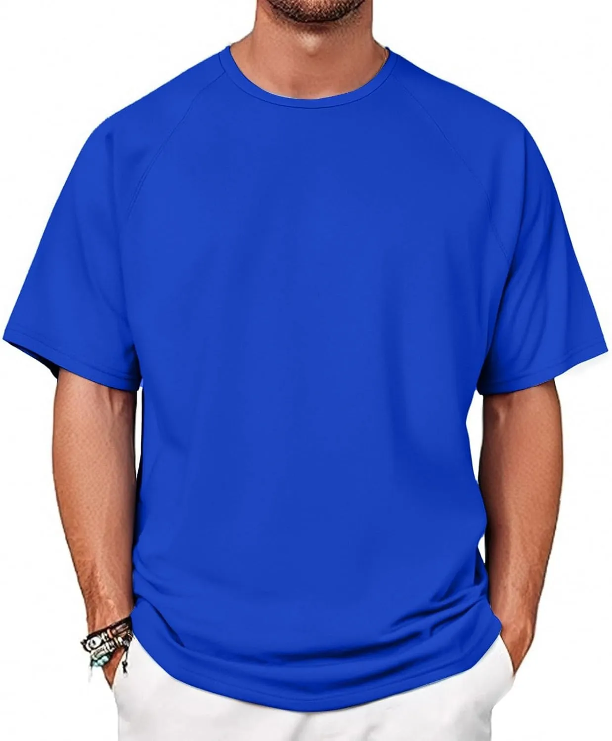 Round Neck Pullovers for Men Quick Dry Lightweight Breathable Summer Crewneck Workout Gym Shirt Sports Tops