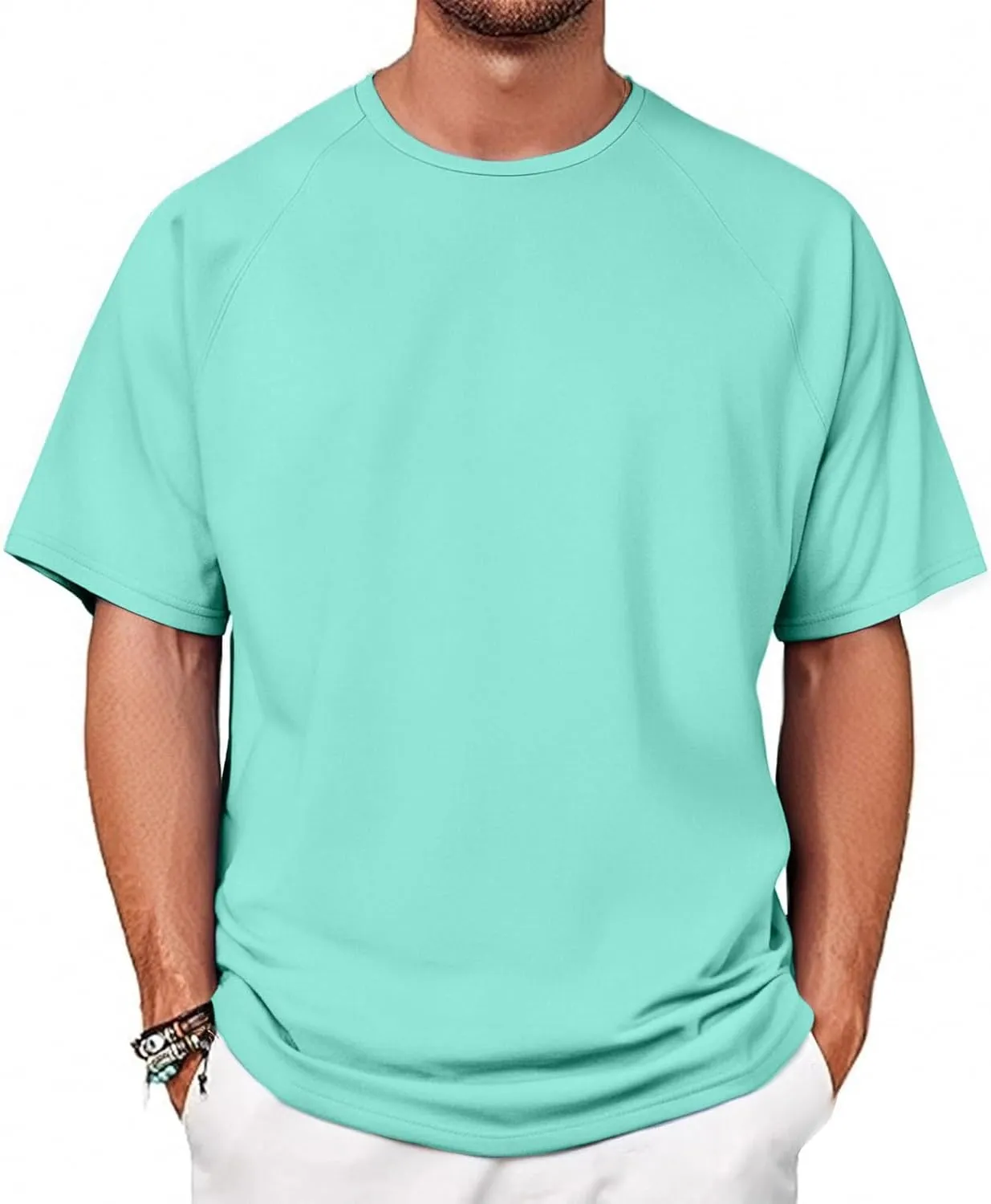Round Neck Pullovers for Men Quick Dry Lightweight Breathable Summer Crewneck Workout Gym Shirt Sports Tops