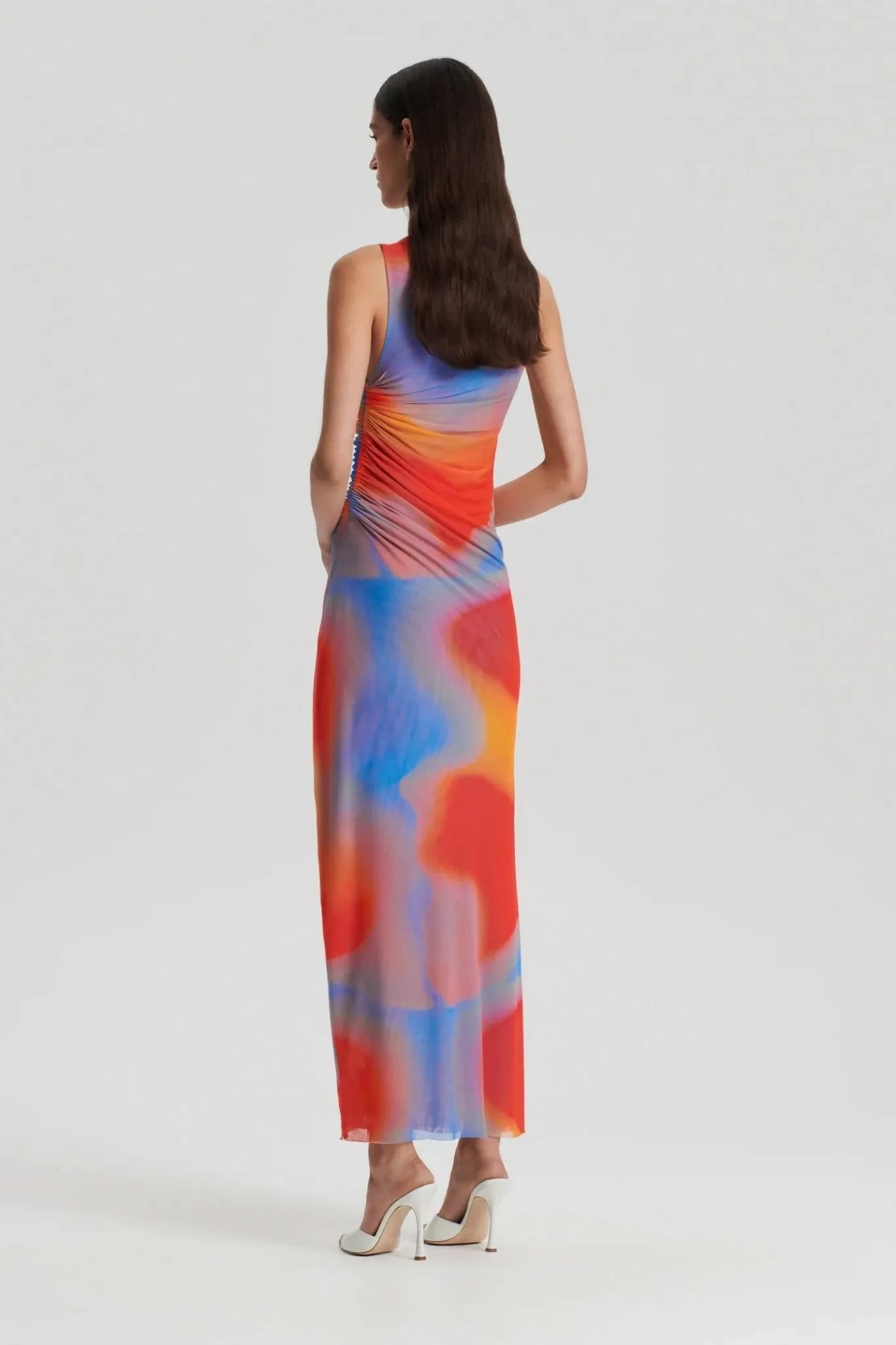 Scanlan Theodore Italian Watercolours Tangerine Mesh Dress