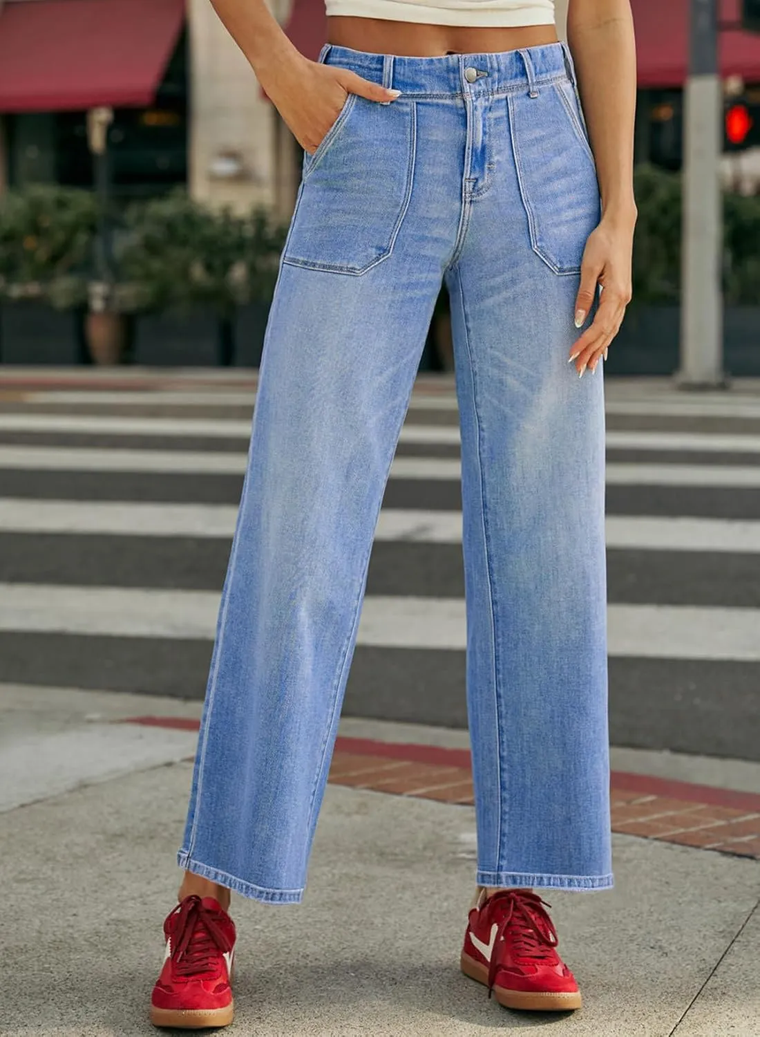 Sidefeel Womens Jeans Trendy 2025 High Waisted Wide Leg Straight Leg Stretchy Jeans