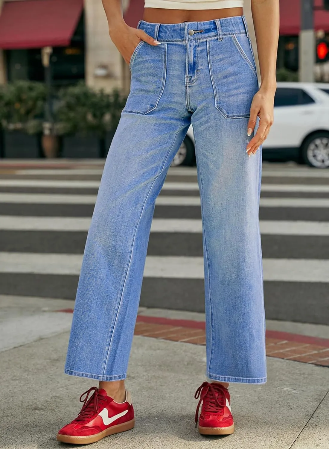 Sidefeel Womens Jeans Trendy 2025 High Waisted Wide Leg Straight Leg Stretchy Jeans