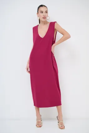 Sleek midi dress with deep v-neck wholesale