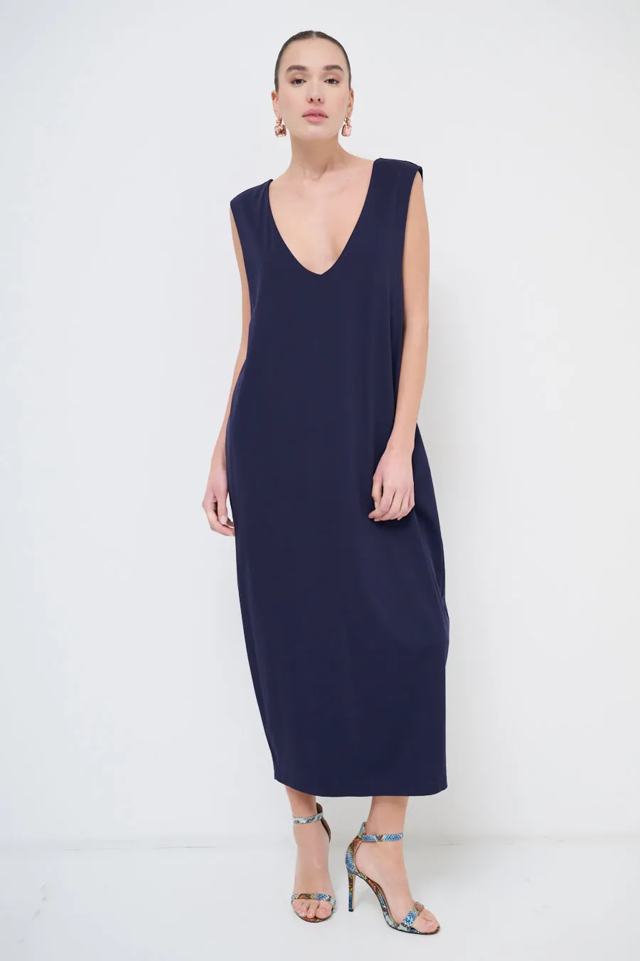 Sleek midi dress with deep v-neck wholesale