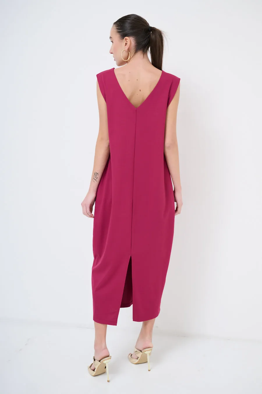 Sleek midi dress with deep v-neck wholesale