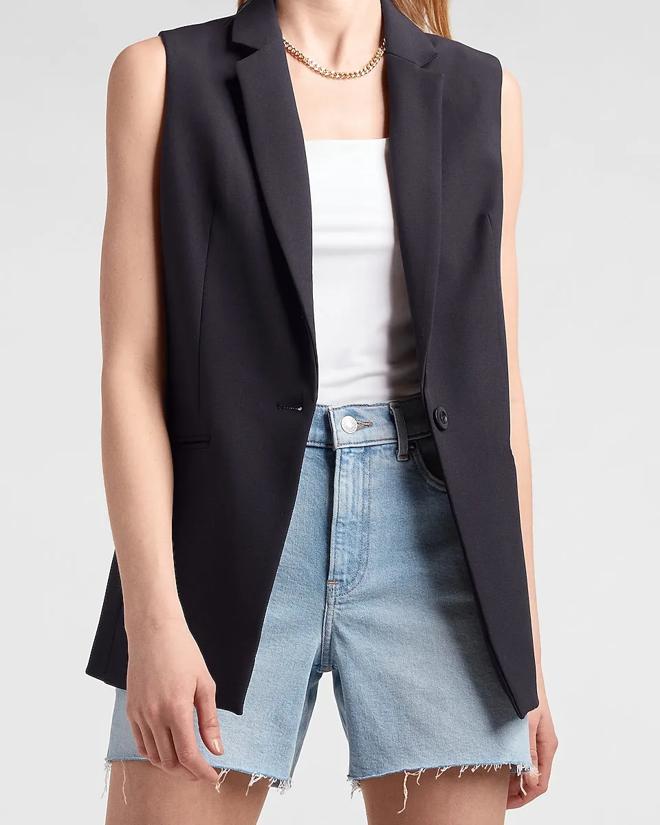 Supersoft Twill Sleeveless Blazer in Navy Blue