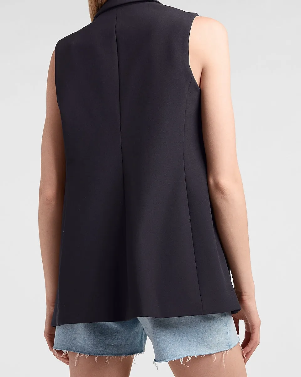 Supersoft Twill Sleeveless Blazer in Navy Blue
