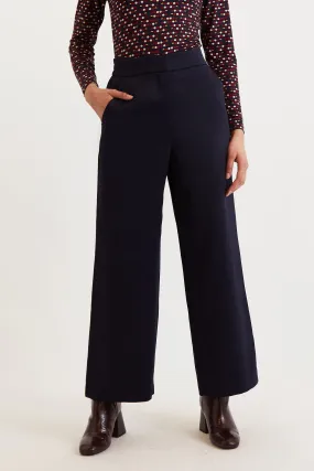 Tilde Satin Back Crepe Wide Leg Trousers - Navy