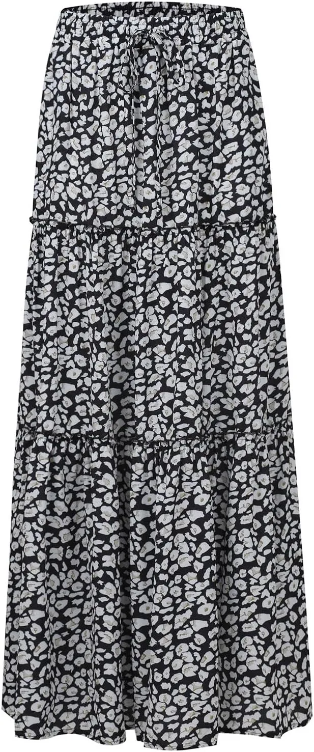 Trendy High Waisted Maxi Skirt, Casual 2025 Flowy Vacation Elegantes Long Skirt