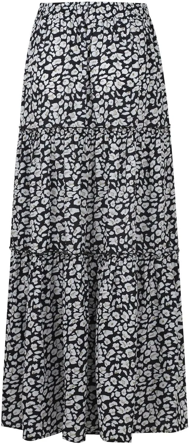 Trendy High Waisted Maxi Skirt, Casual 2025 Flowy Vacation Elegantes Long Skirt