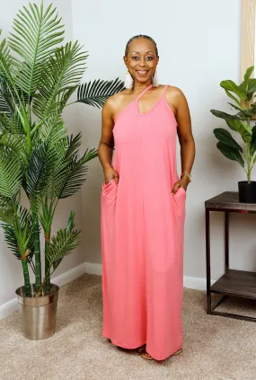 V-NECK CAMI MAXI DRESS w/ SIDE POCKETS| DESERT ROSÉ