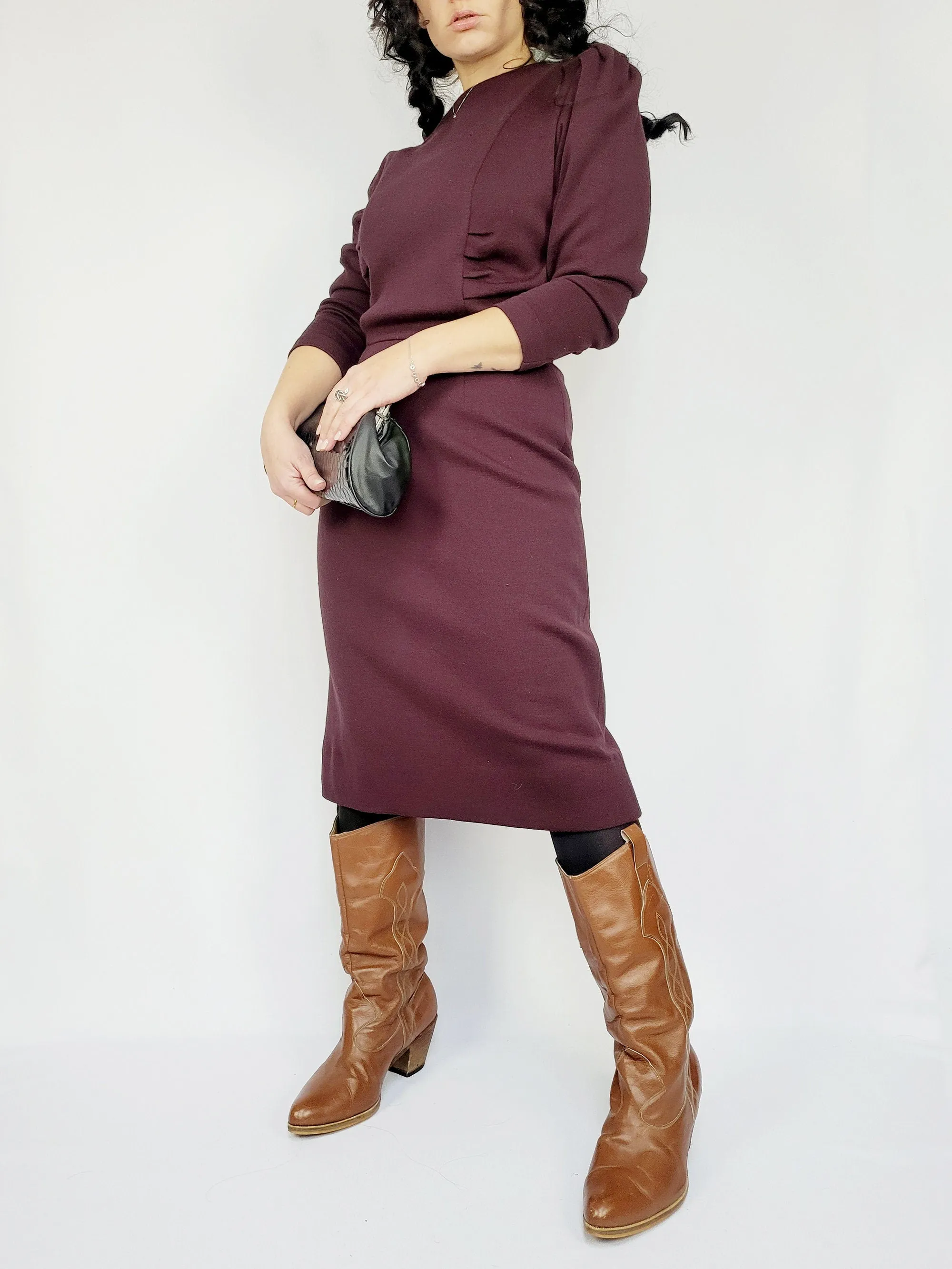 Vintage 60s purple minimalist midi dress