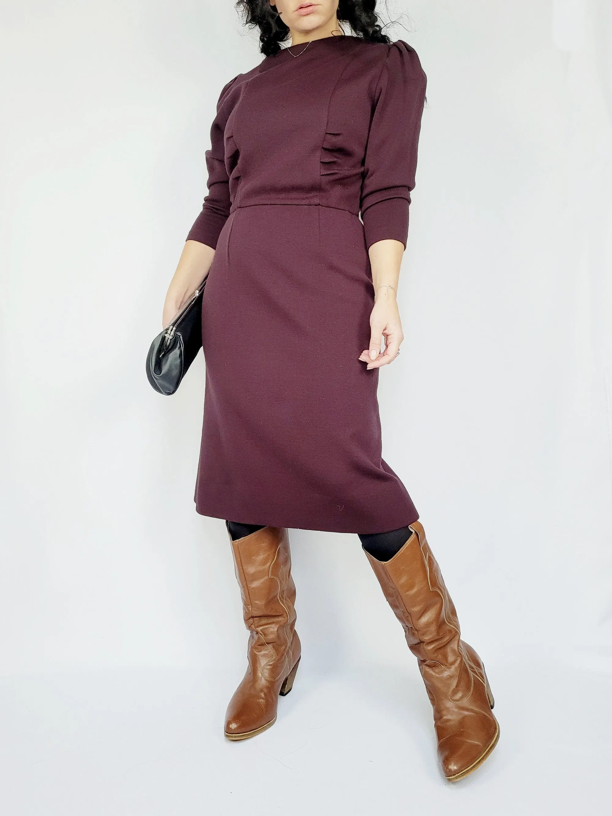 Vintage 60s purple minimalist midi dress
